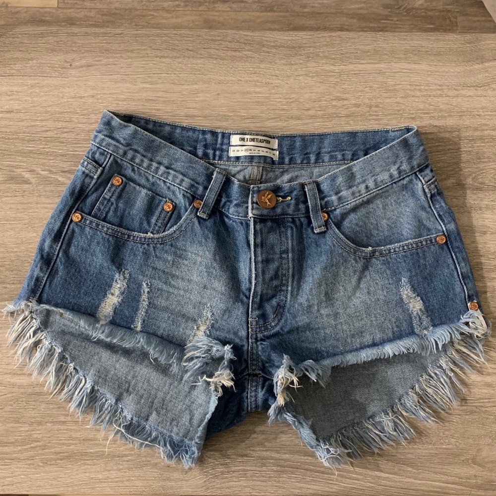 One Teaspoon Bonita Denim Shorts - Pacifica